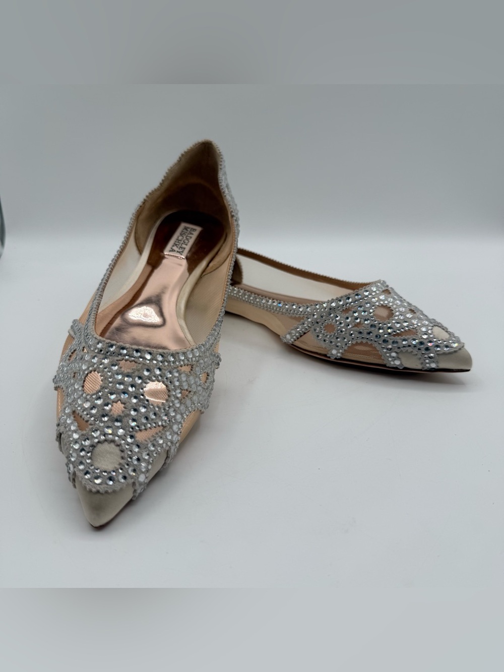 Anthropologie Badgley Mischka Gigi Crystal Encrusted Flats Size 9.5 Bridal